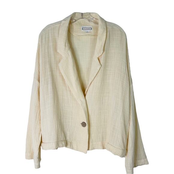Loveriche cream gauzy lagenlook coastal button boxy medium - Picture 1 of 8